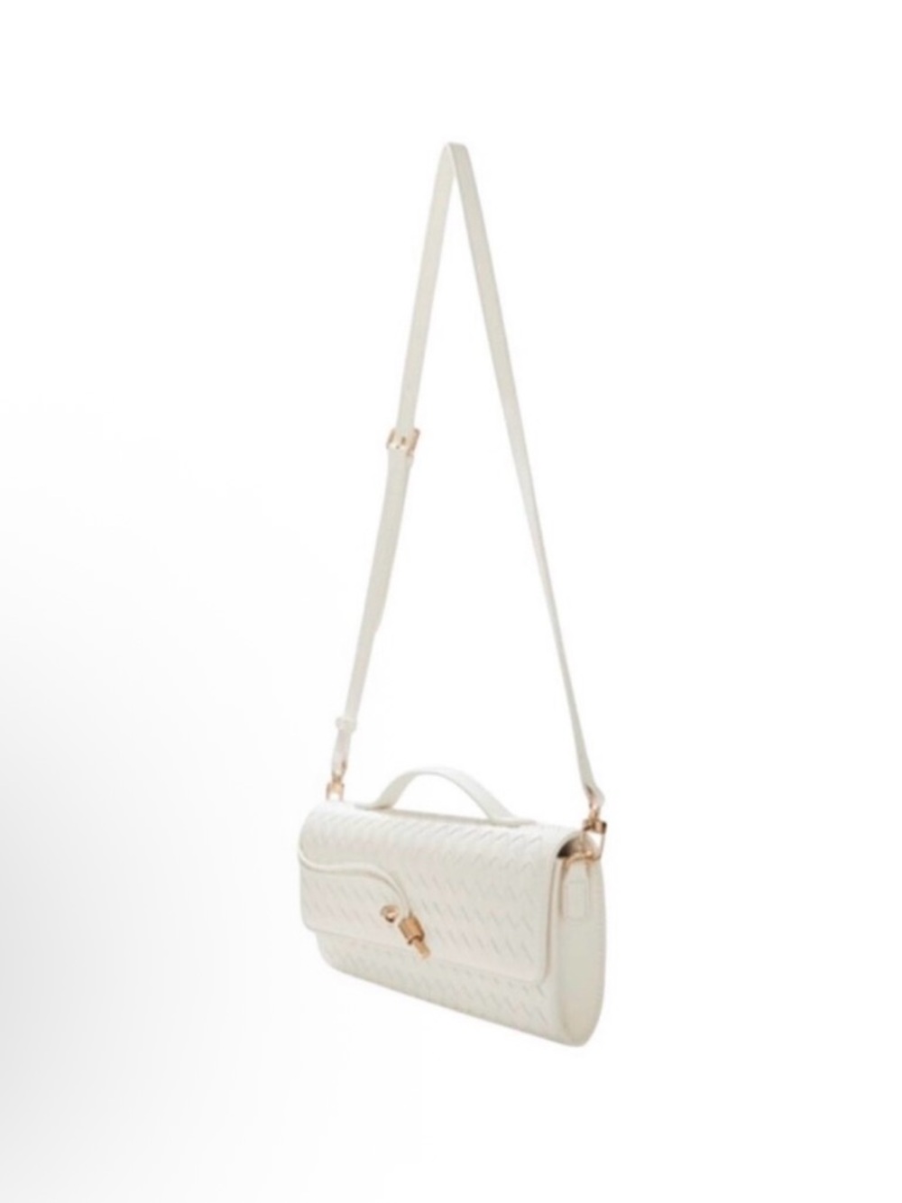 Few Moda Theia Woven Clutch with Gold Knot Accent in White-Cream - Picture 5 of 5